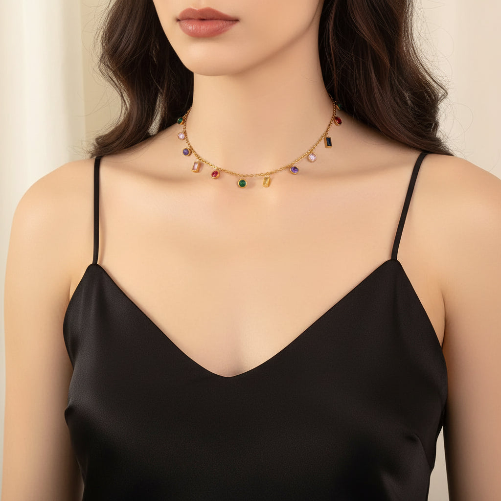 Marybeth Waterproof Multicolor CZ Necklace