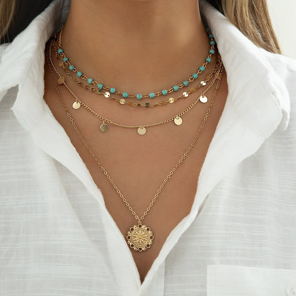 Gold Multi Charm Layered Necklace