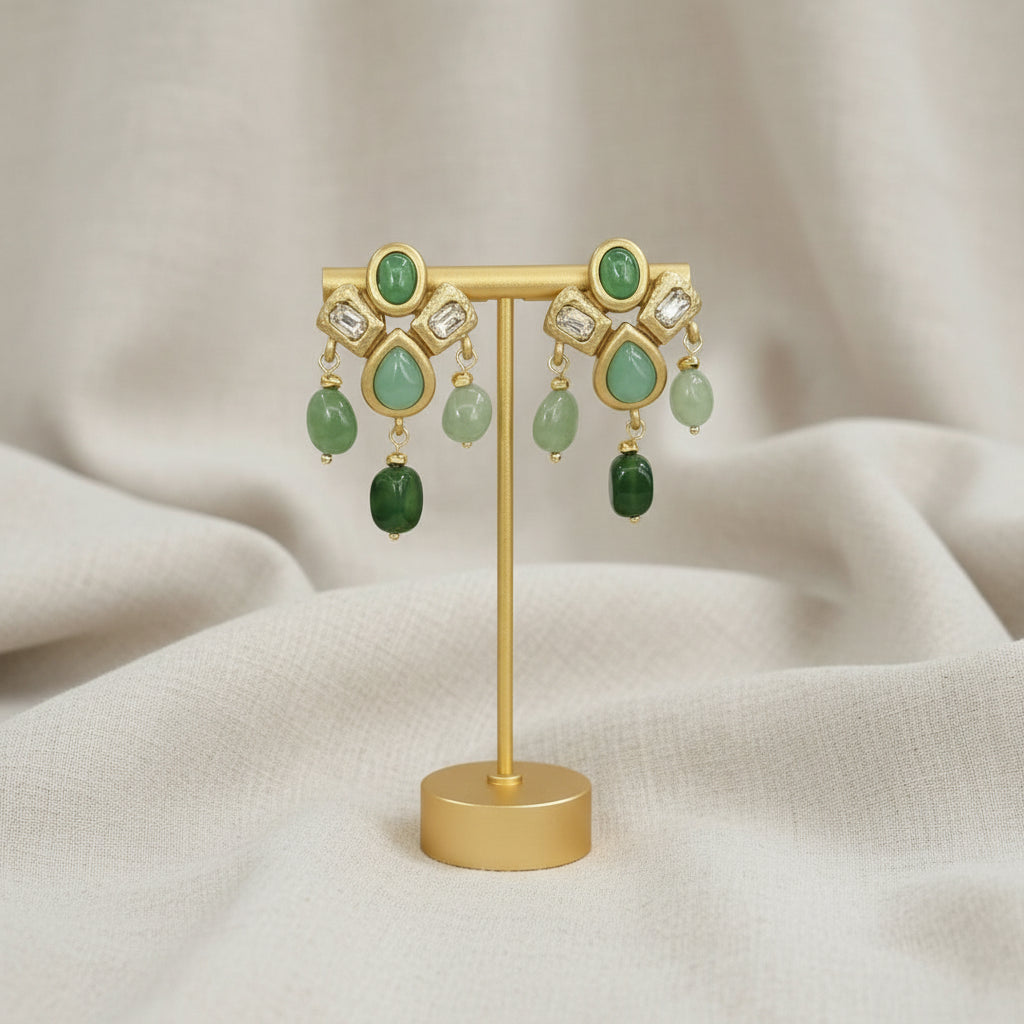 Tasha Green and Gold Dangle Earrings