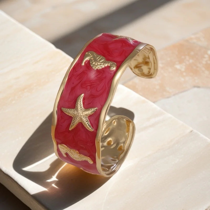 Enamel Shell Cuff Bracelet