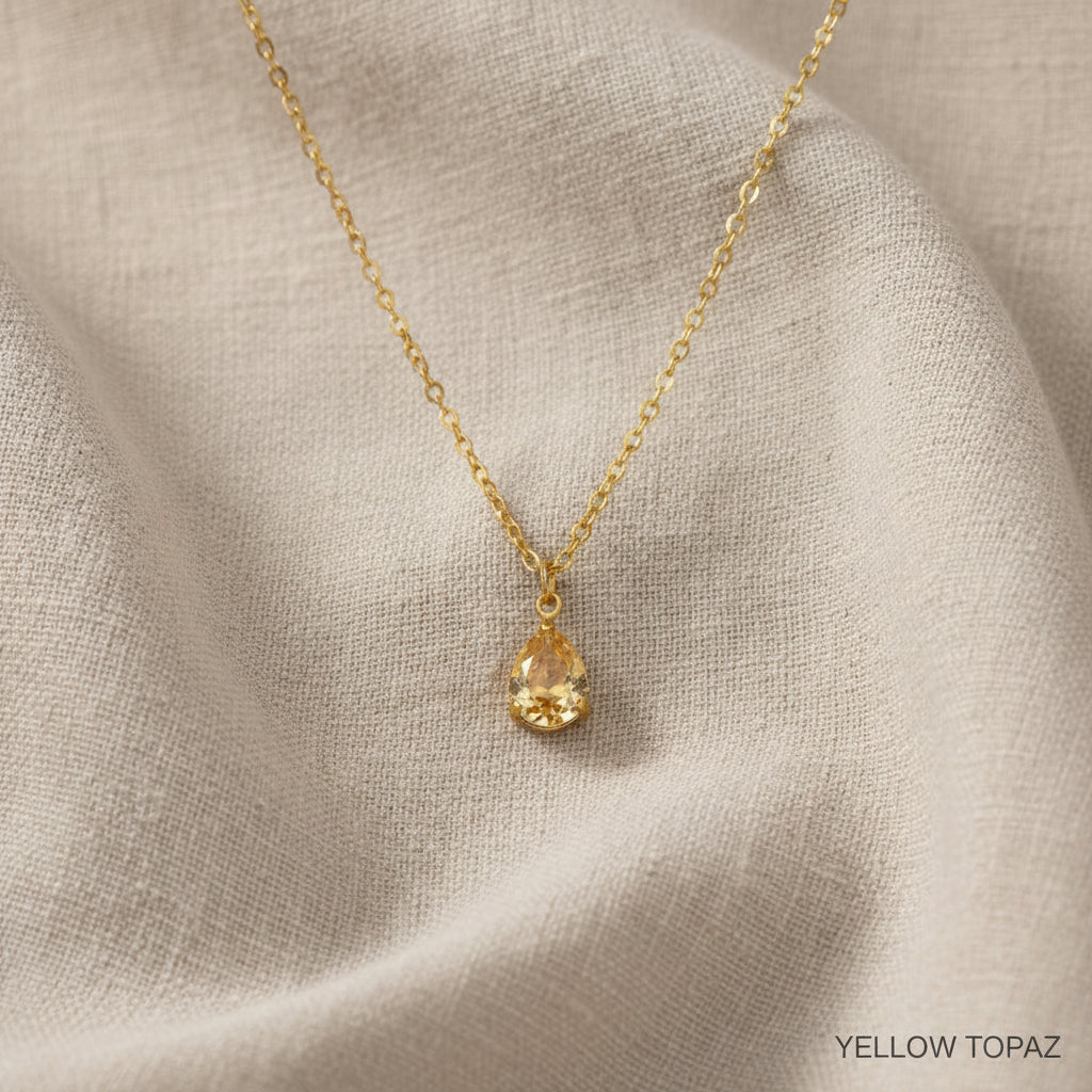 Bethann Teardrop CZ Birthstone Waterproof Necklace