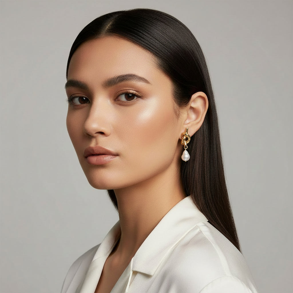 Love Knot Pearl Drop Earrings
