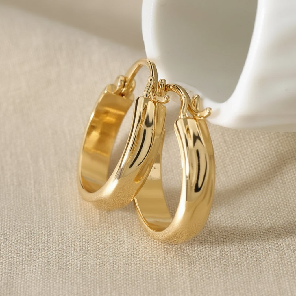 Jennifer Waterproof Gold Hoops