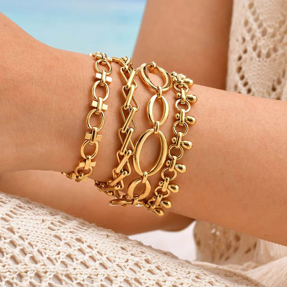 Gold Chain Stackable Bracelets