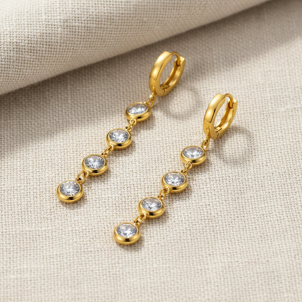 Tamara Bezel Crystal Drop Earrings