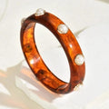 Tortoise Resin with Pearl Bangle Bracelet