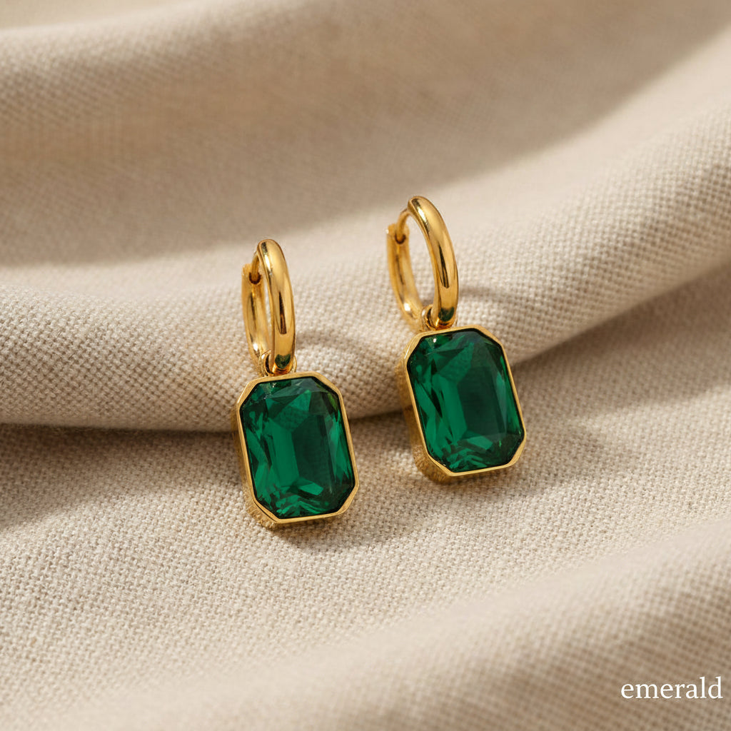 Emmeline Crystal Drop Hoop Earrings