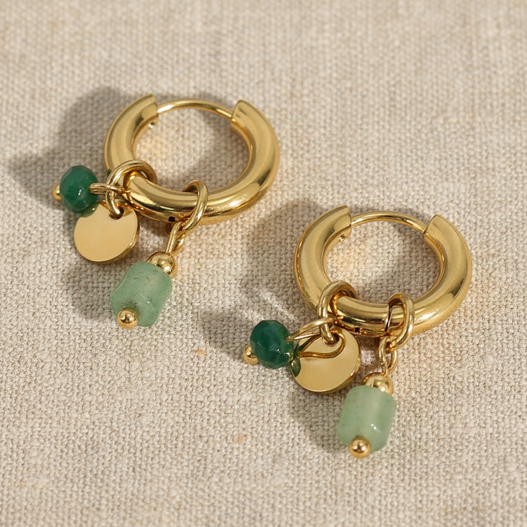 Waterproof Gold Charm Huggie Hoop Earrings