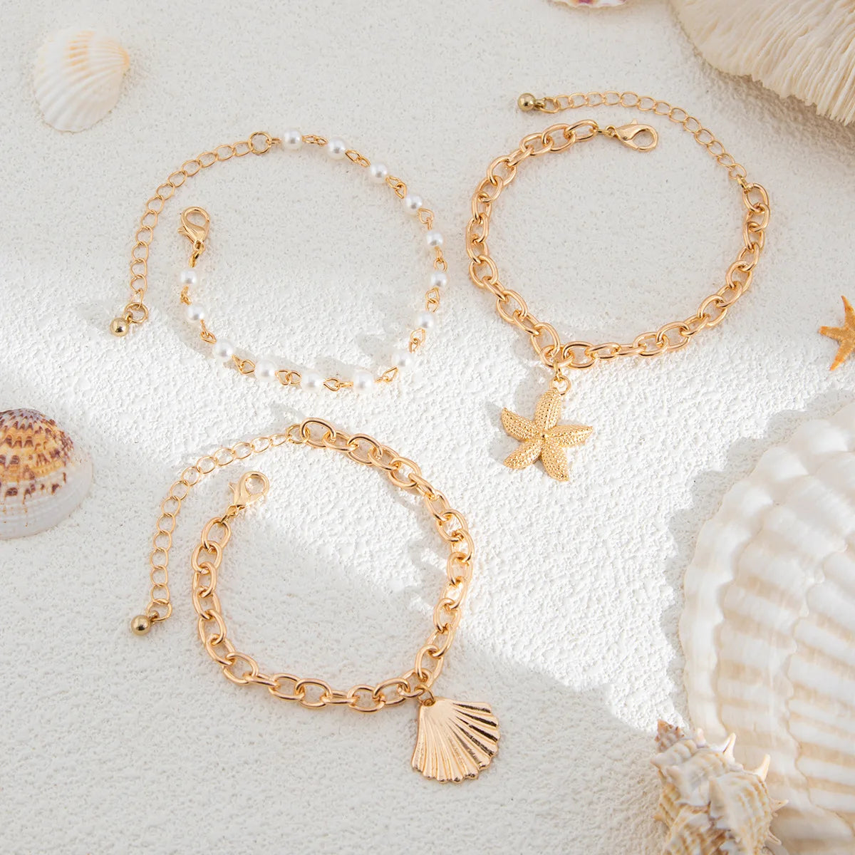 Gold Beach Charm Bracelets 3-pack