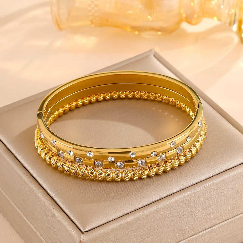 Status Triple Stacked Bangle Bracelets