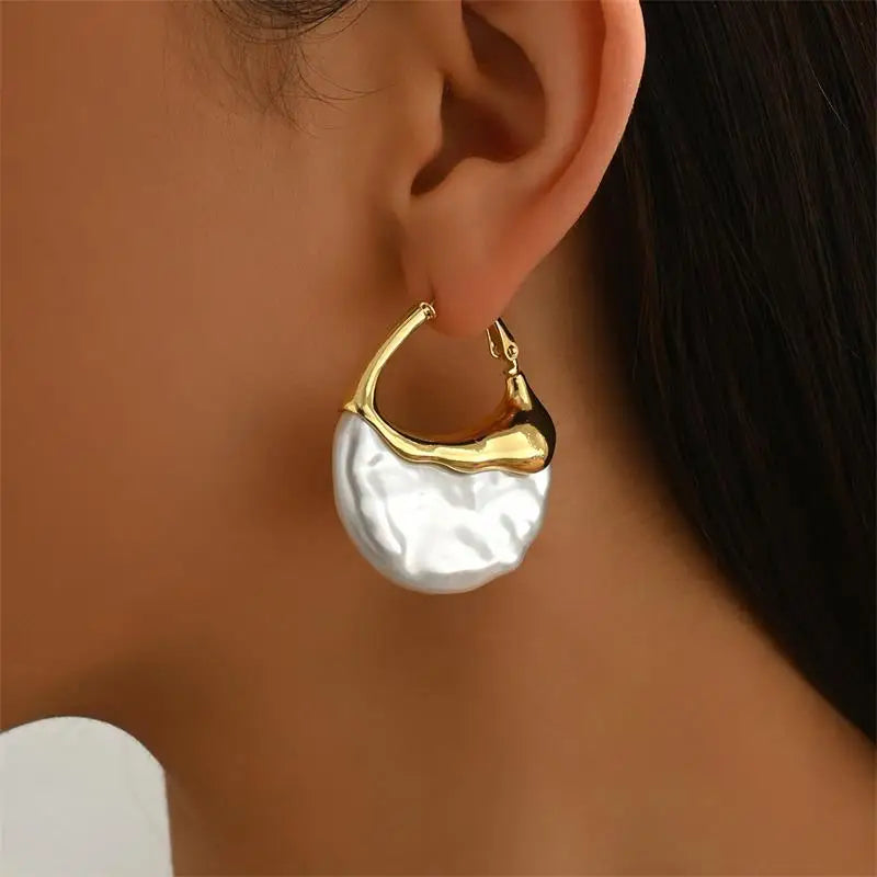 Statement Gold and Pearl Earrings