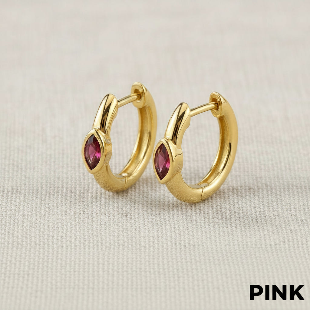 Contemporary Gold Gemstone Huggies