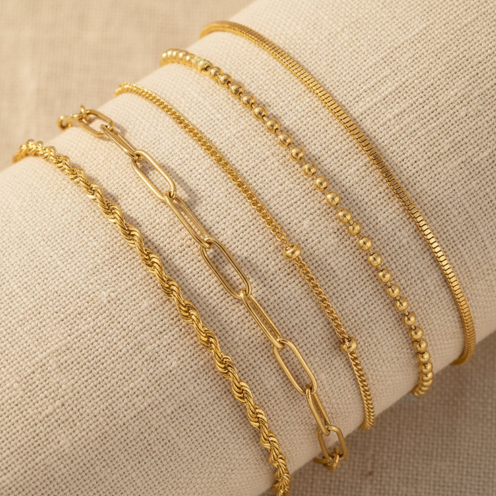 Daniella Dainty Gold Bracelets, 5-pack