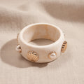 Ivory Resin Shell and Pearl Bangle Bracelets