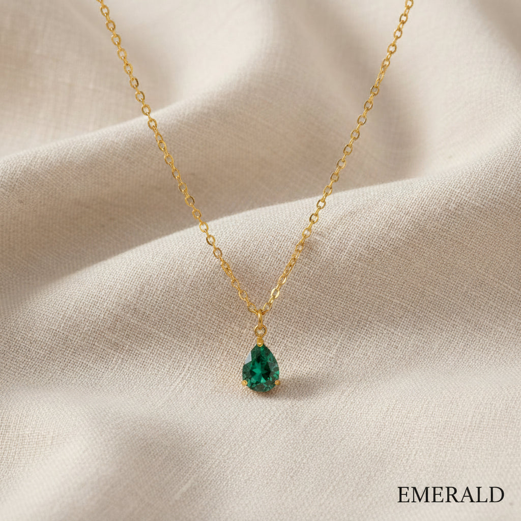 Bethann Teardrop CZ Birthstone Waterproof Necklace