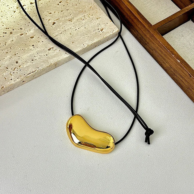Statement Gold Bean Pendant Necklace