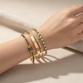 Libby 4 PC Set CZ Emerald + Diamond Look Waterproof Bangle