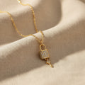 Crystal Mini Lock + Key Necklace