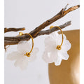 White Resin Petal Drop Earrings