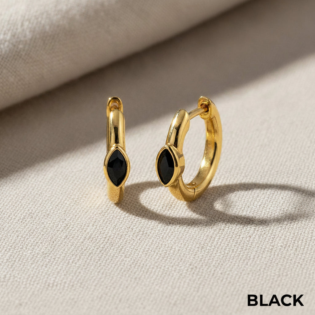 Contemporary Gold Gemstone Huggies