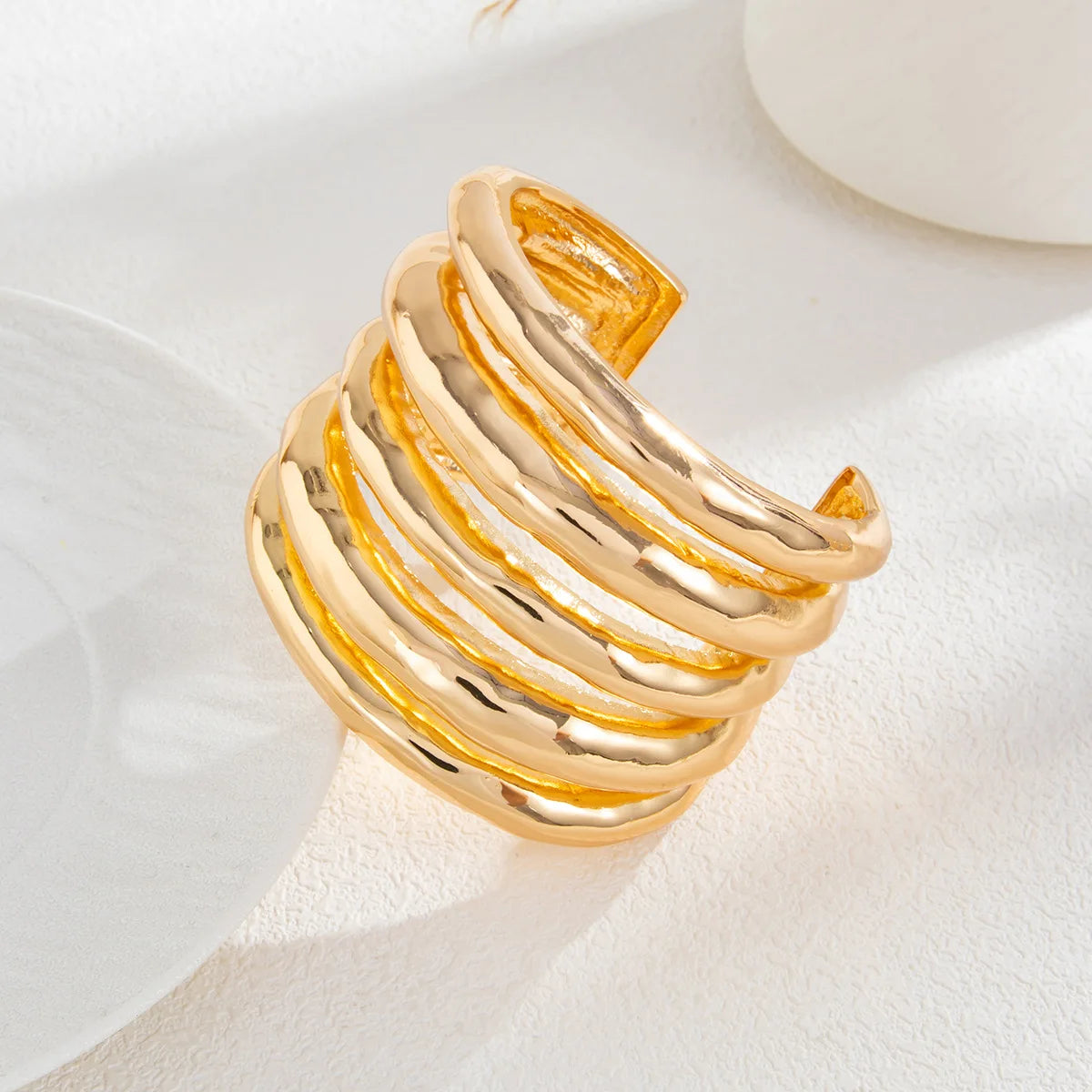 Gold Multi-Layer Stacking Cuff Bracelet – Statement Jewelry | birdie ...