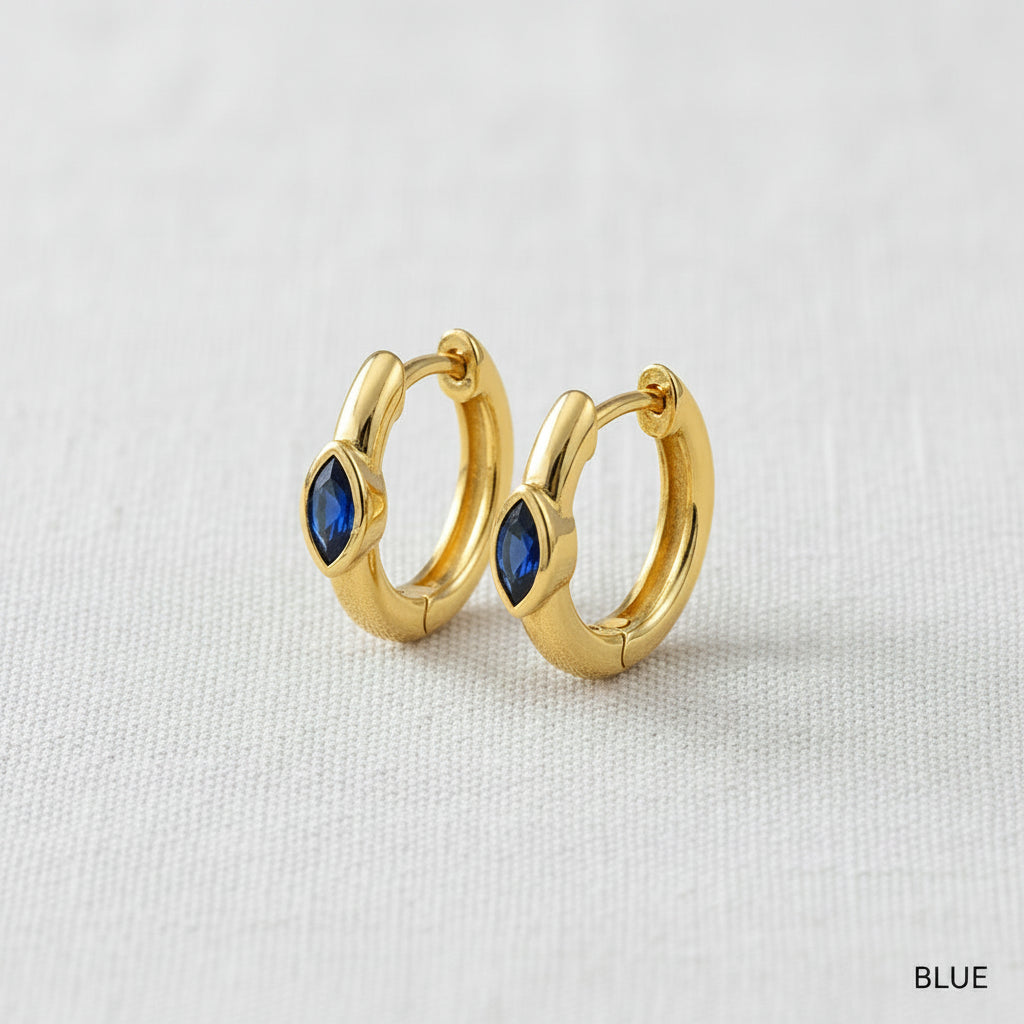 Contemporary Gold Gemstone Huggies
