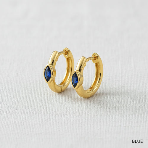 Contemporary Gold Gemstone Huggies