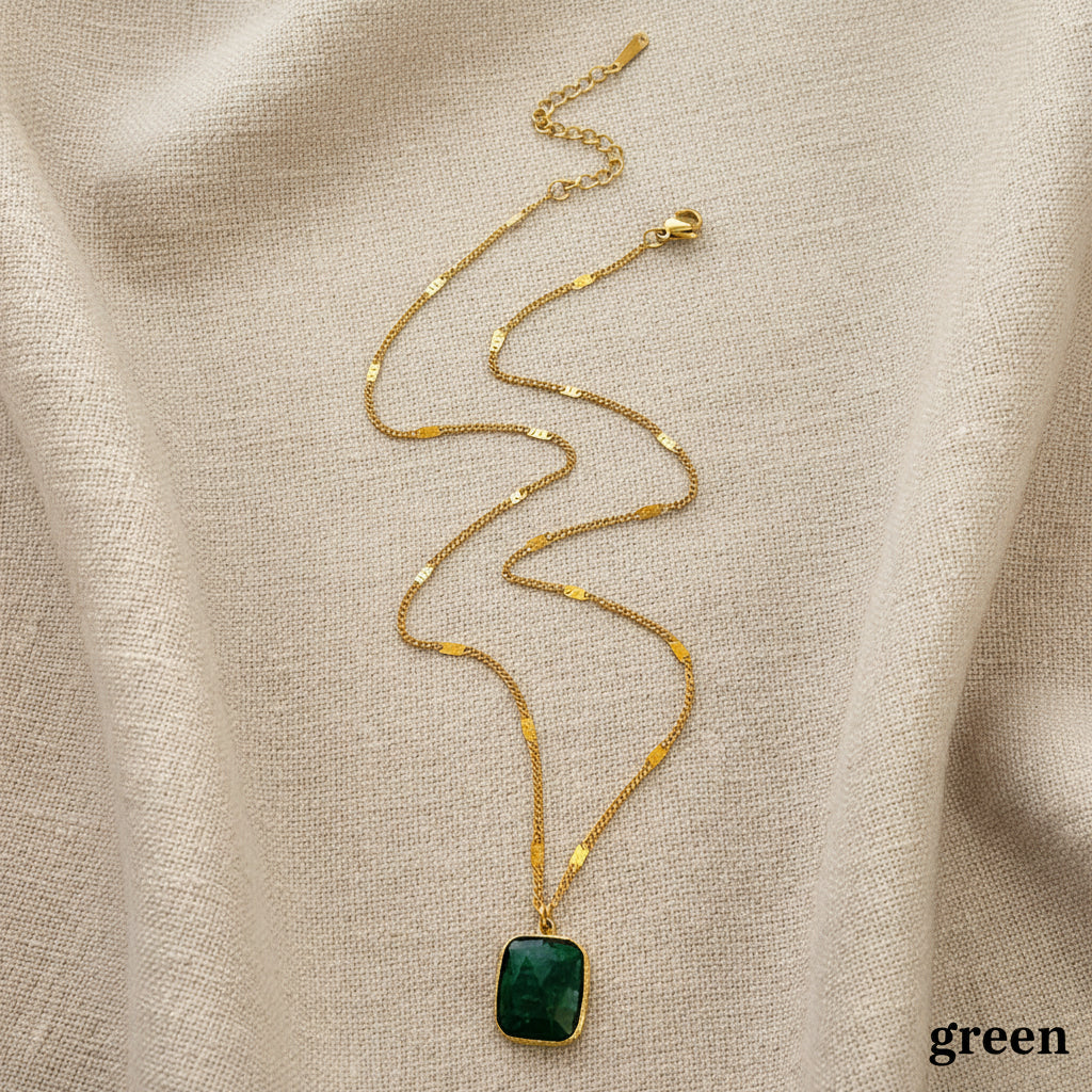 Gigi Waterproof Natural Stone Pendant Necklace