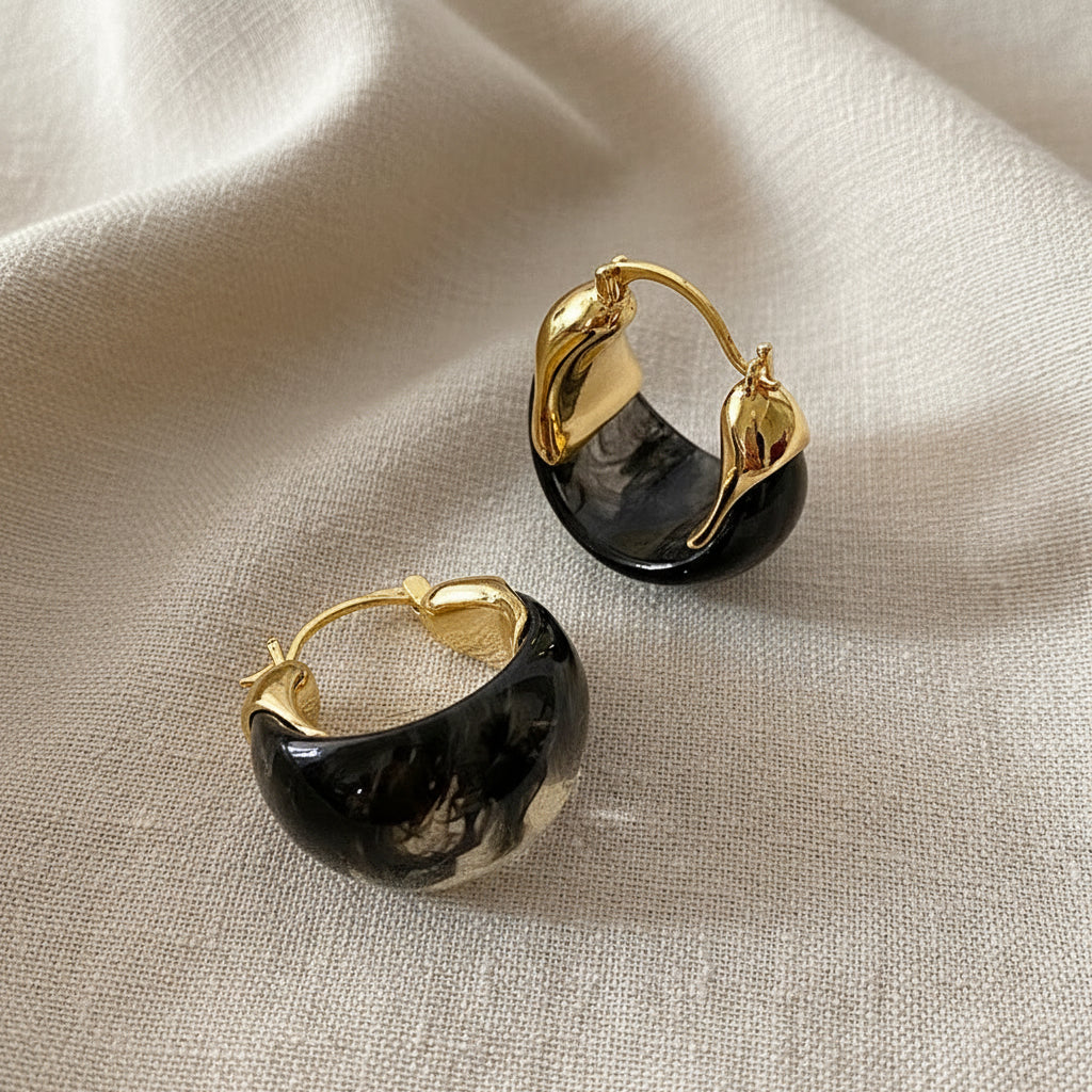 Resin and Gold Hoop Earrings