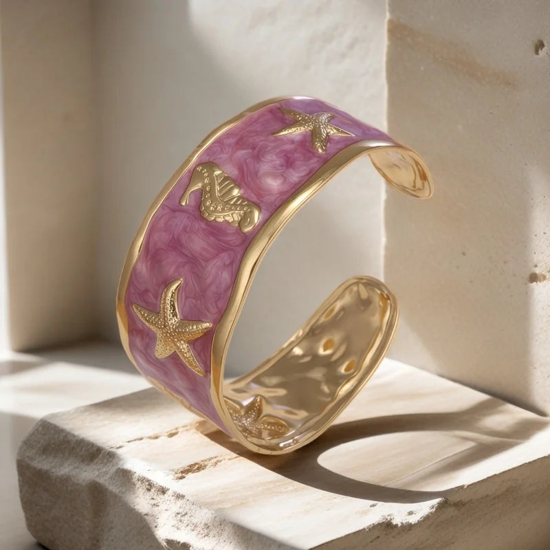 Enamel Shell Cuff Bracelet