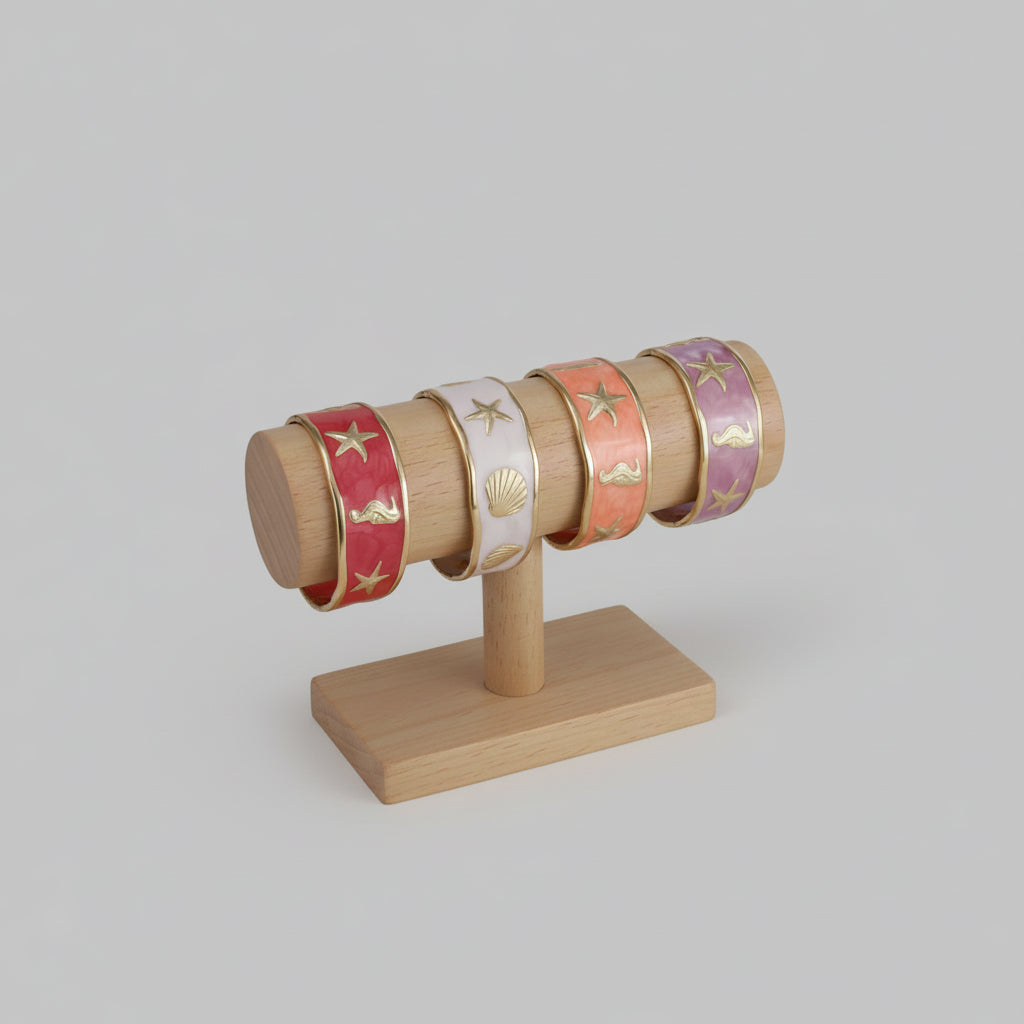 Enamel Shell Cuff Bracelet