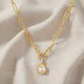 Julia Paperclip CZ Oval Drop Gold Necklace