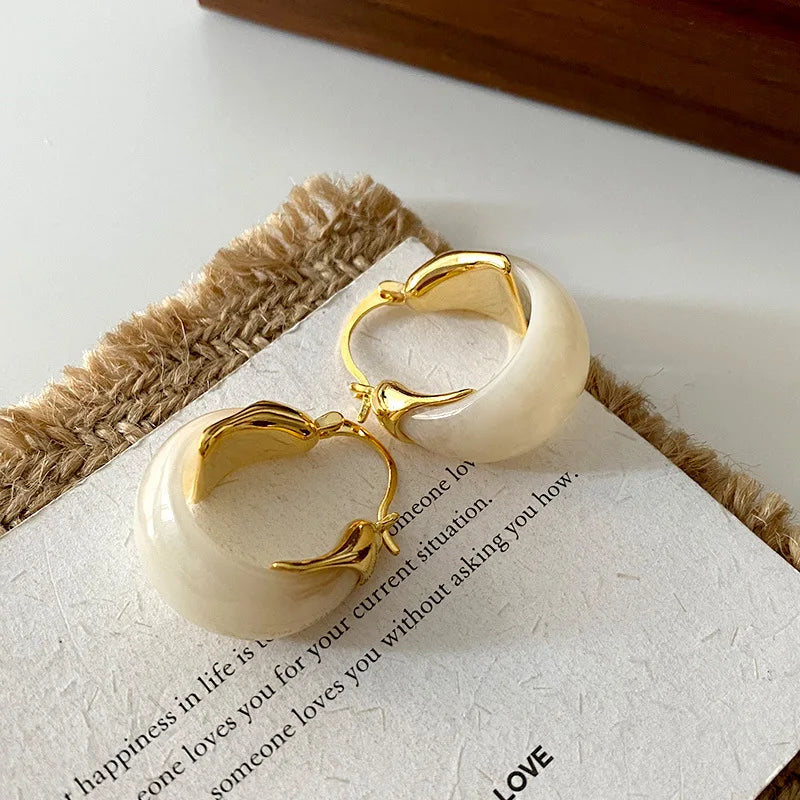 Resin and Gold Hoop Earrings