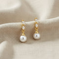 Kira Pearl and CZ Dangle Earrings