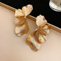 Gold Geometric Leaf Earrings