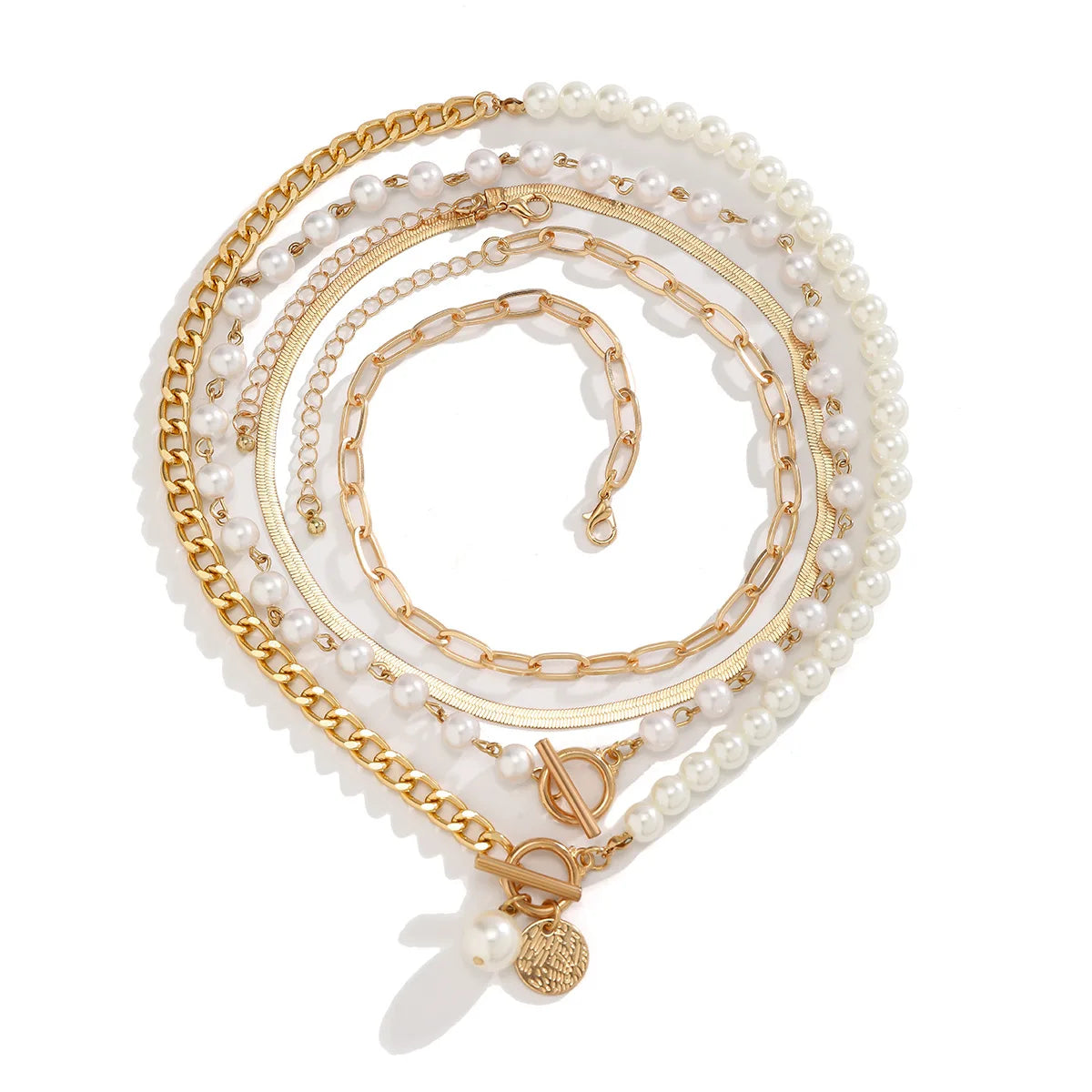 Gold and Pearl Multi Layered Necklace