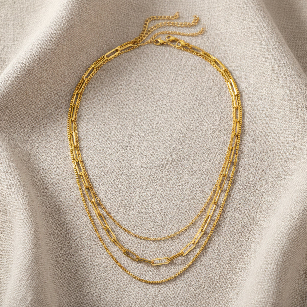 Gold Chain 3-pack Waterproof Necklace Set