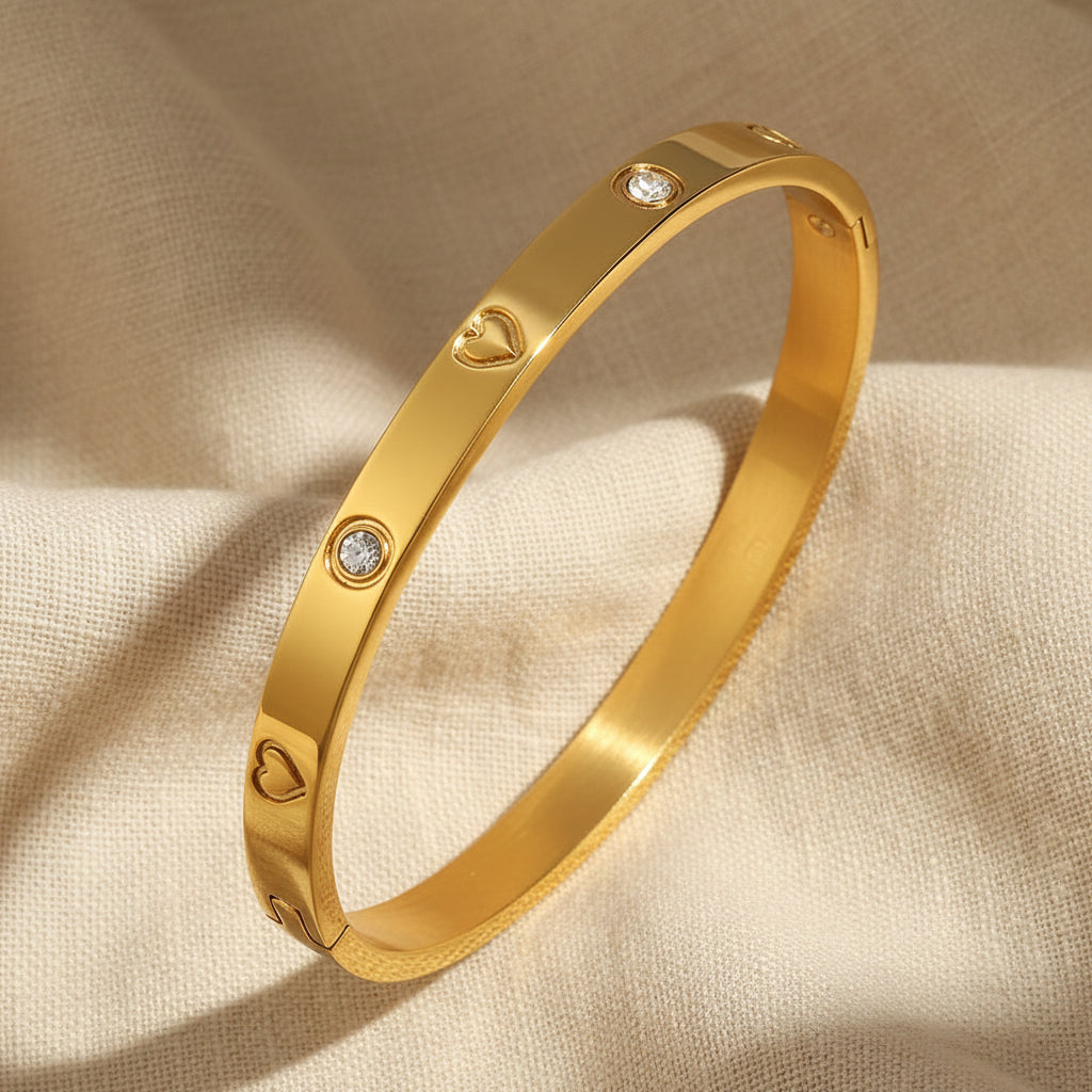 Libby 4 PC Set CZ Emerald + Diamond Look Waterproof Bangle
