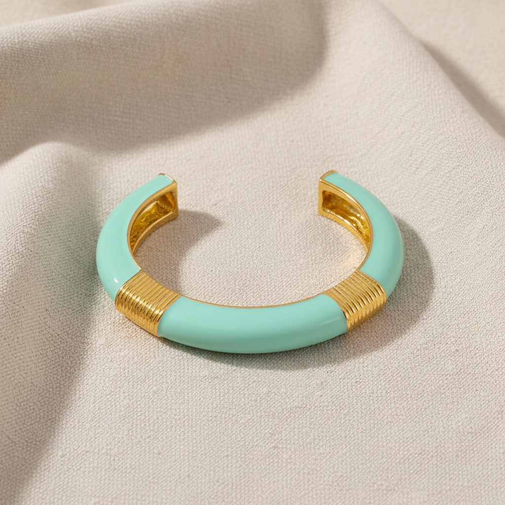Turq and Gold Enamel Bracelet