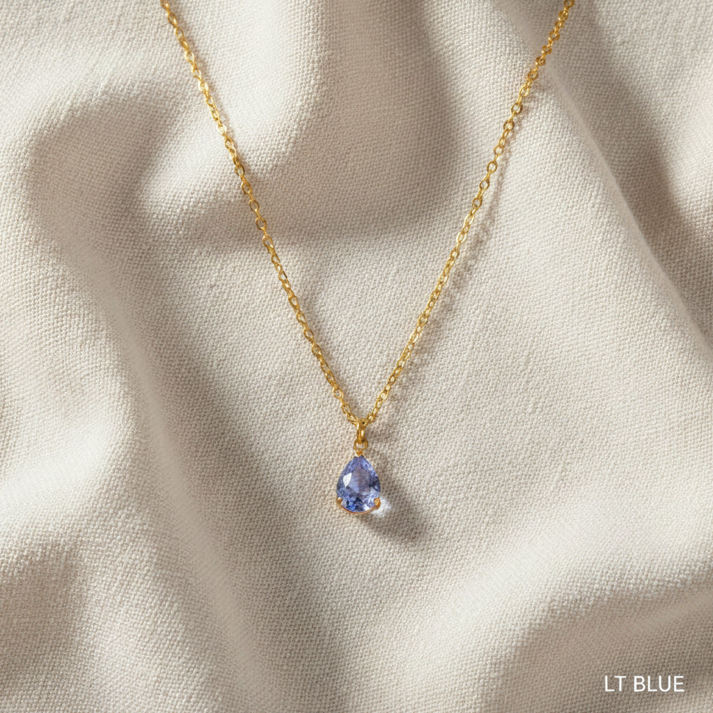 Bethann Teardrop CZ Birthstone Waterproof Necklace