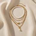 Gold and Pearl Multi Layered Necklace