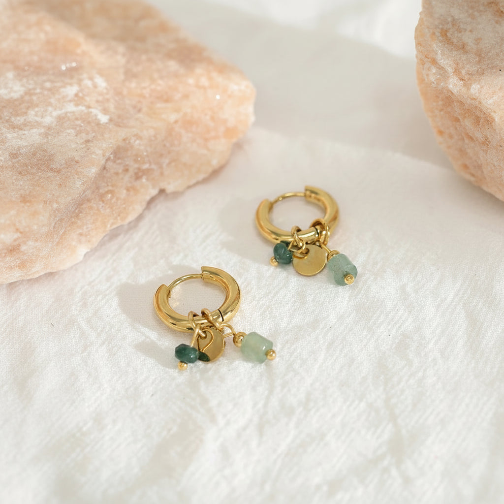 Gold Charm Huggy Hoop Earrings