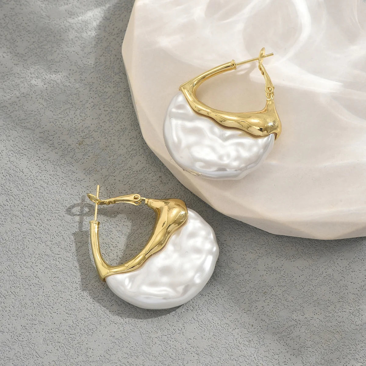 Statement Gold and Pearl Earrings