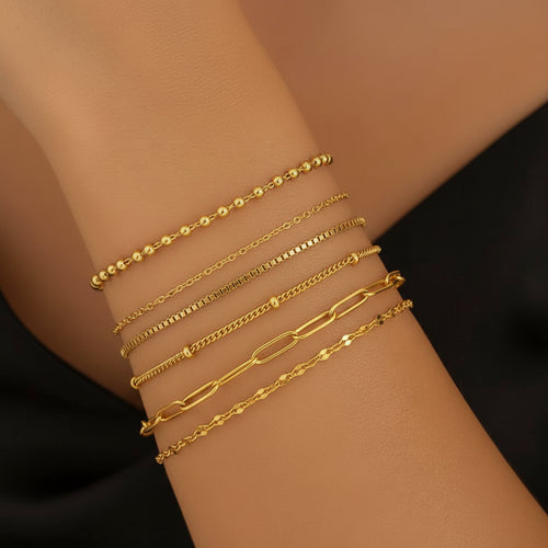 Daniella Dainty Gold Bracelets, 5-pack