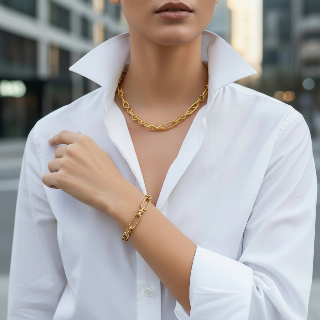 Bold Links Necklace and Bracelet Set