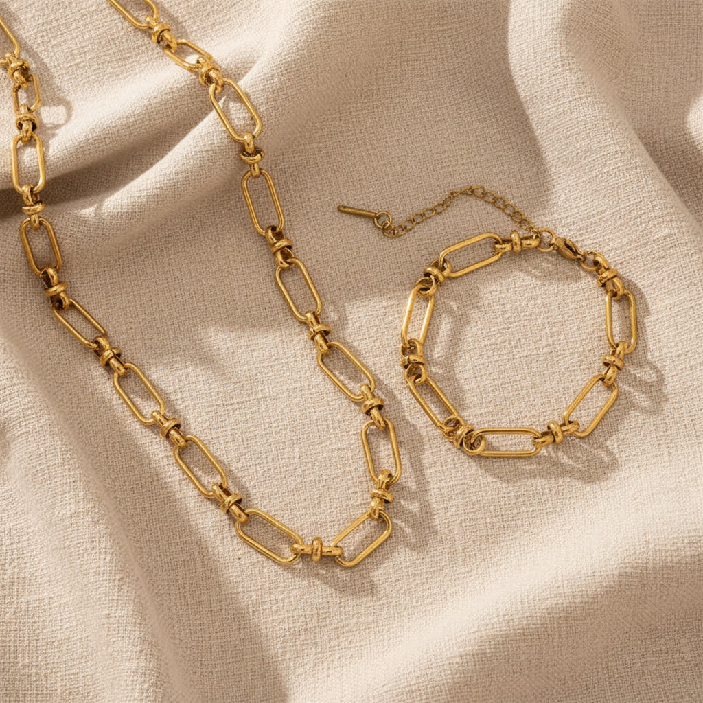 Bold Links Necklace and Bracelet Set