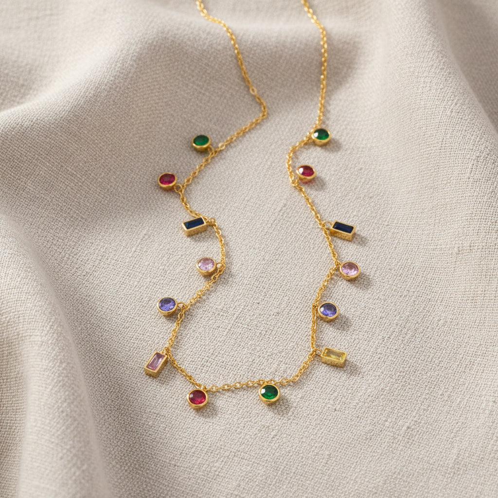 Marybeth Waterproof Multicolor CZ Necklace