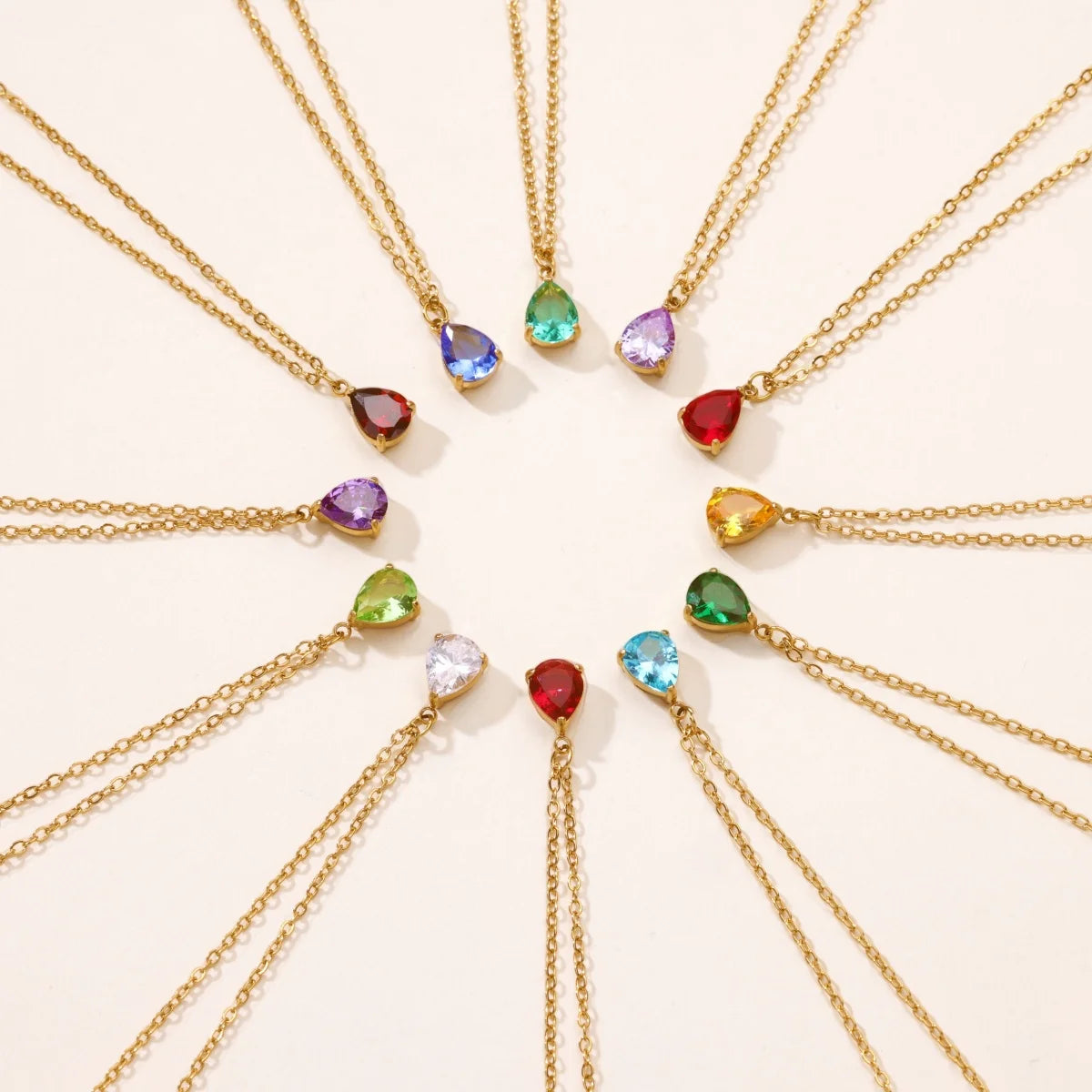 Bethann Teardrop CZ Birthstone Waterproof Necklace