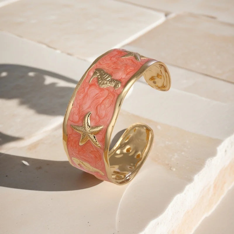 Enamel Shell Cuff Bracelet
