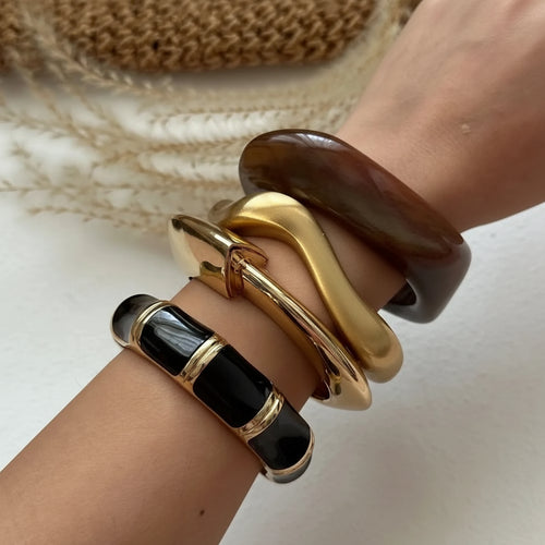 Black Statement Bangle Bracelet